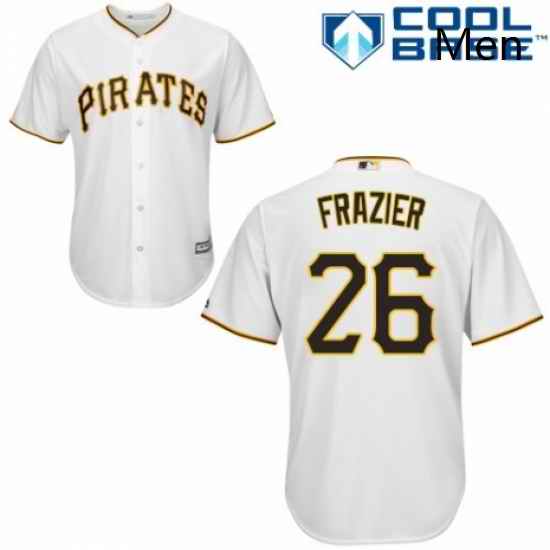 Mens Majestic Pittsburgh Pirates 26 Adam Frazier Replica White Home Cool Base MLB Jersey